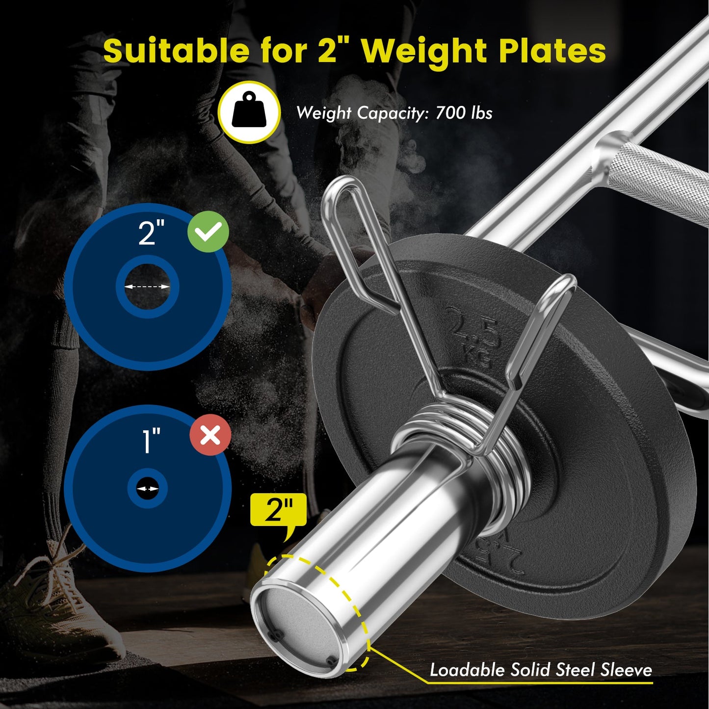 700 Lbs Olympic Triceps Bar with knurled handles 2 in weight plate compatibility DirectDeals on Tampa Home & Garden Store