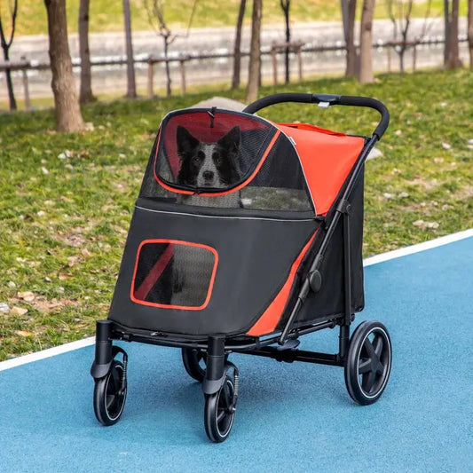 Foldable Pet Stroller by Furr Baby Gifts, black frame with mesh canopy, for pets on Tampa Home & Garden Store