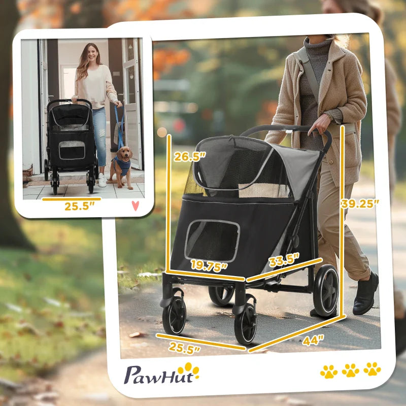 One-Click Foldable Stroller for Large Medium Small Dogs, Pet, Cats with Storage - Tampa Home & Garden Store