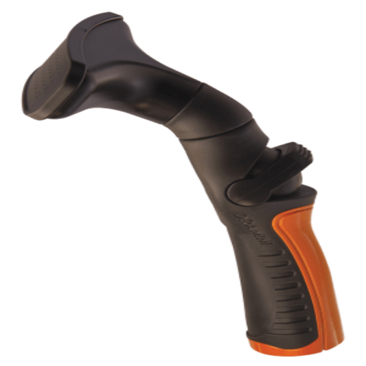 Dramm One Touch Fan Nozzle for watering, black plastic body with orange grip and trigger on Tampa Home & Garden Store