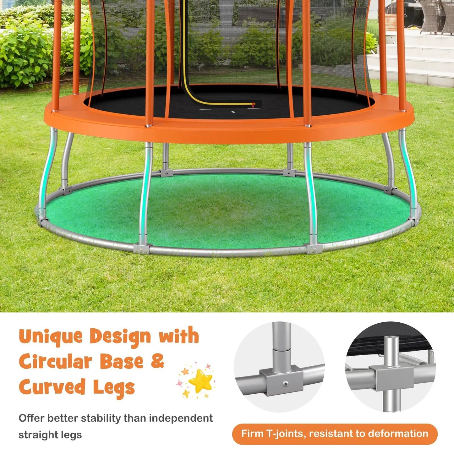 10 Feet Unique Flower Shape Trampoline with Galvanized Steel Frame-Orange - Tampa Home & Garden Store