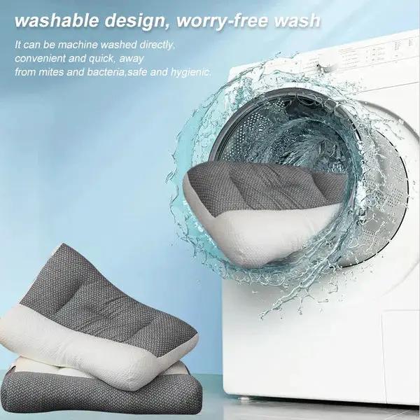 Pillows Ergonomic Neck Support Pillow with contour design, gray/white, machine washable on Tampa Home & Garden Store