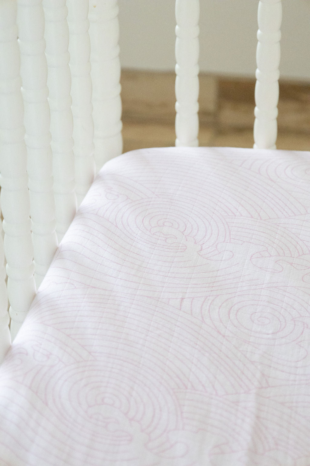 Organic Bamboo Cotton Blend Standard Crib Sheet in Pink Crashing Sea Waves - Tampa Home & Garden Store