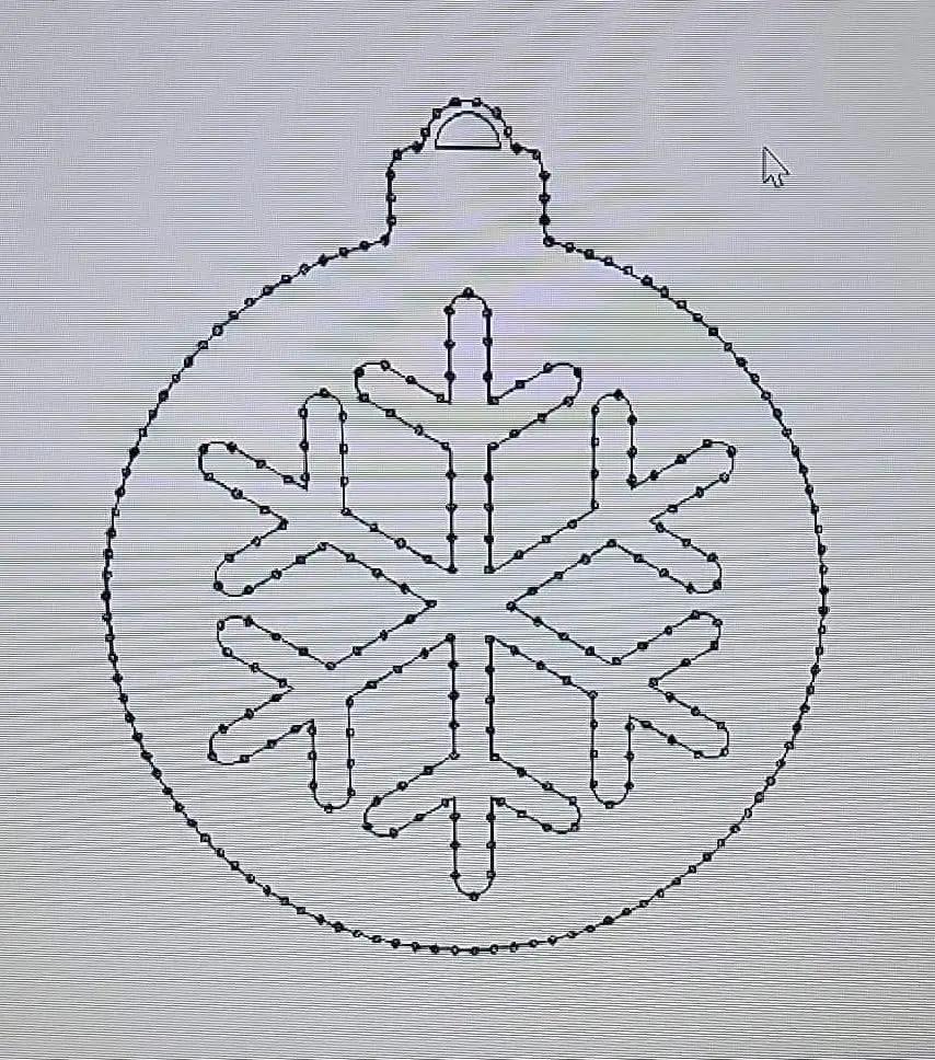 Ornament Flake 10mm Coro Sheet circular ornament with dotted border and snowflake center on Tampa Home & Garden Store