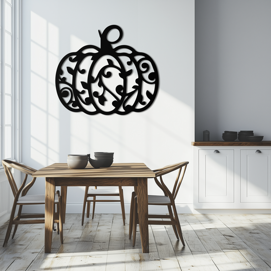 Ornamental Pumpkin Metal Wall Art - Elegant Halloween Vine Decor- KAF279 - Tampa Home & Garden Store