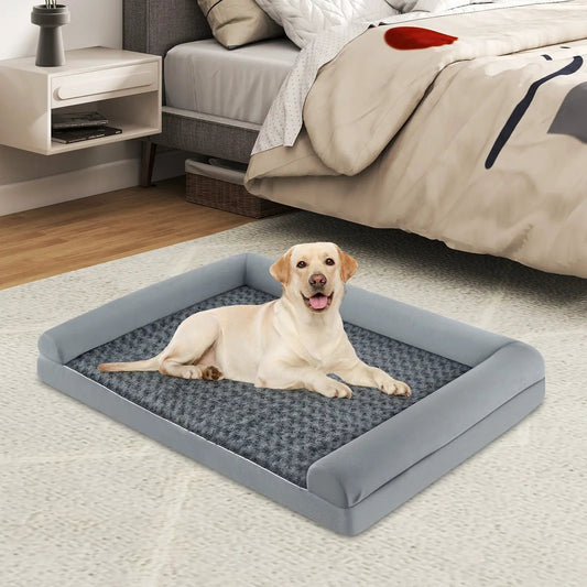 Orthopedic foam dog bed with removable cover, light gray egg-crate foam, DirectDeals on Tampa Home & Garden Store