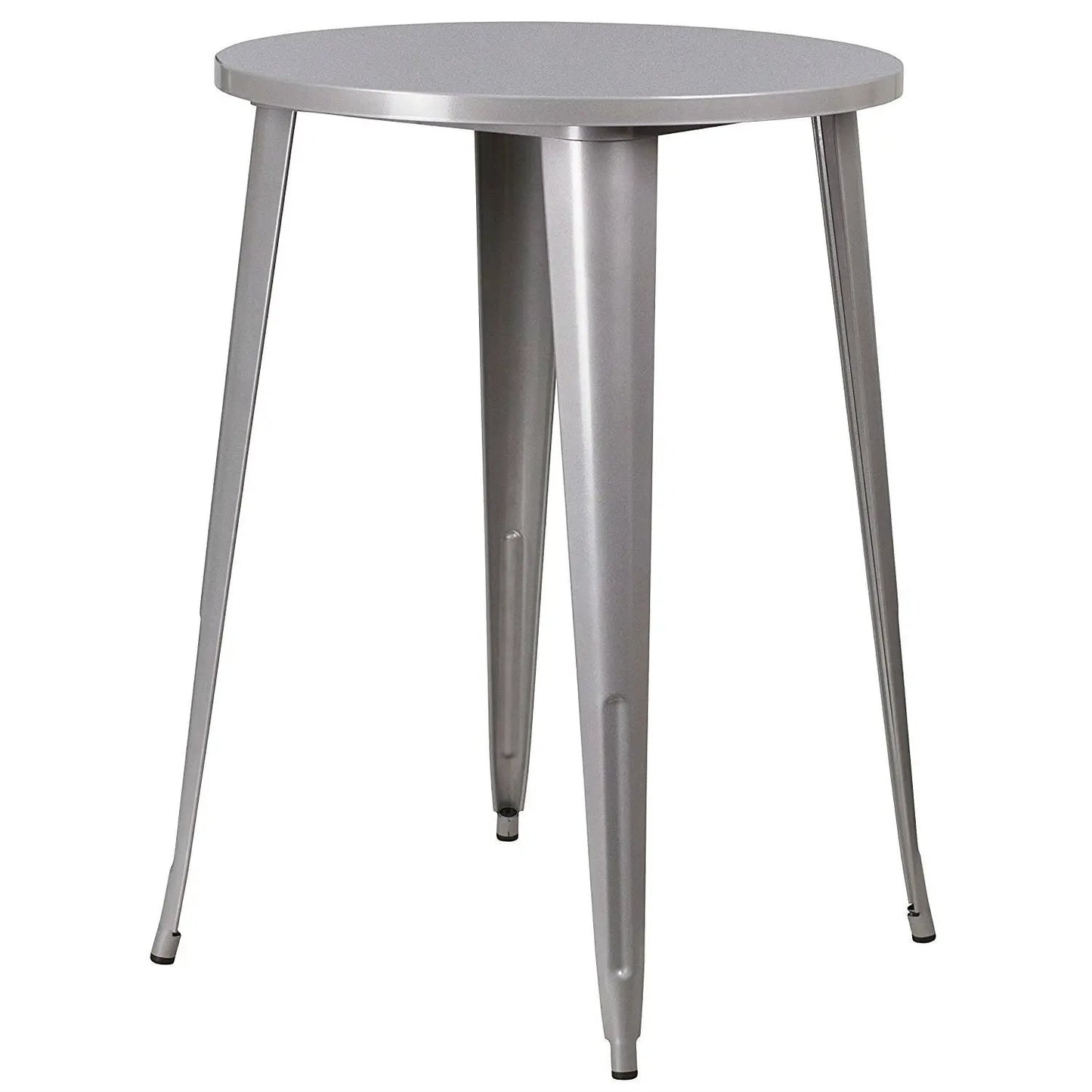 Outdoor 30-Inch Round Metal Cafe Bar Table, silver finish, HomePacific outdoor patio furniture on Tampa Home & Garden Store