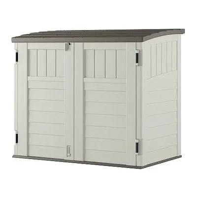 HomePacific outdoor 4 ft x 2 ft locking storage shed, white with dark roof and double doors on Tampa Home & Garden Store