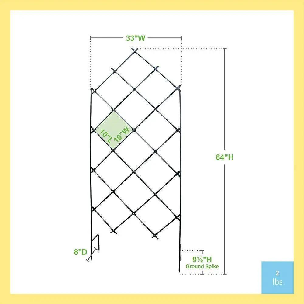 Outdoor 7 ft tall wrought iron lattice trellis with diamond design by HomePacific in black on Tampa Home & Garden Store