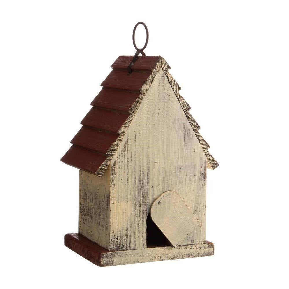 Outdoor A-Frame Solid Wood Bird House with Terracotta Color Slatted Roof - Tampa Home & Garden Store