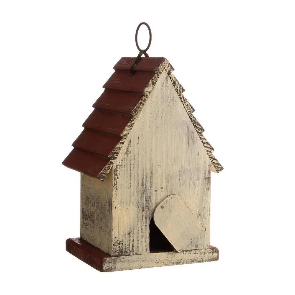 Outdoor A-Frame Bird House with terracotta roof in distressed wood finish HomePacific on Tampa Home & Garden Store