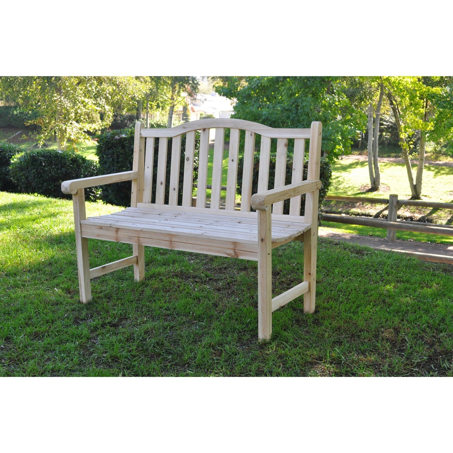 Outdoor Cedar Wood Garden Bench in Natural with 475lbs. Weight Limit - Tampa Home & Garden Store