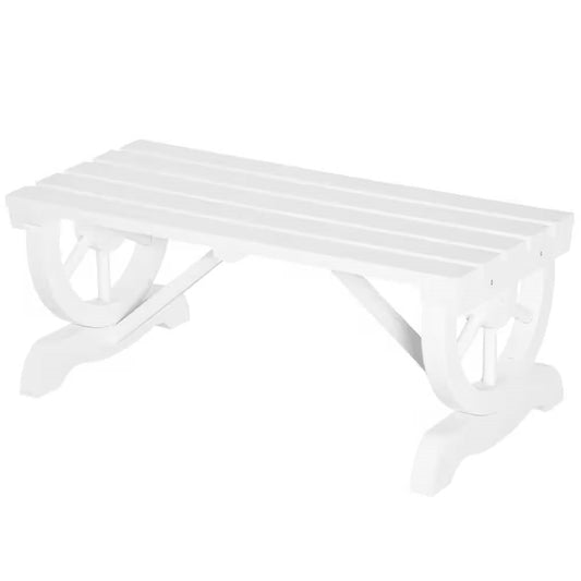 Outdoor Farmhouse Fir Wood 2-Person Garden Bench in White Finish - Tampa Home & Garden Store