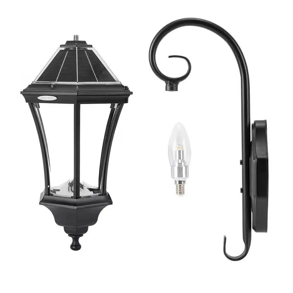 Outdoor Farmhouse Solar Wall Light in Black HomePacific with curved arm and included bulb on Tampa Home & Garden Store