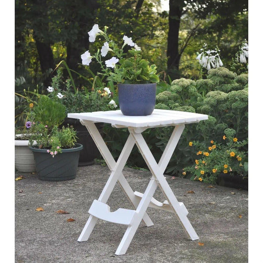 Outdoor Fast Folding Patio Side Table, White Weather Resistant Resin - Tampa Home & Garden Store