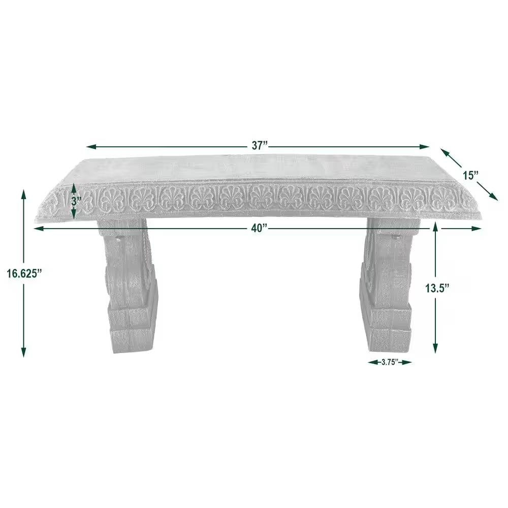 Outdoor Fiber-Clay Garden Bench in Grey Stone Finish - Tampa Home & Garden Store