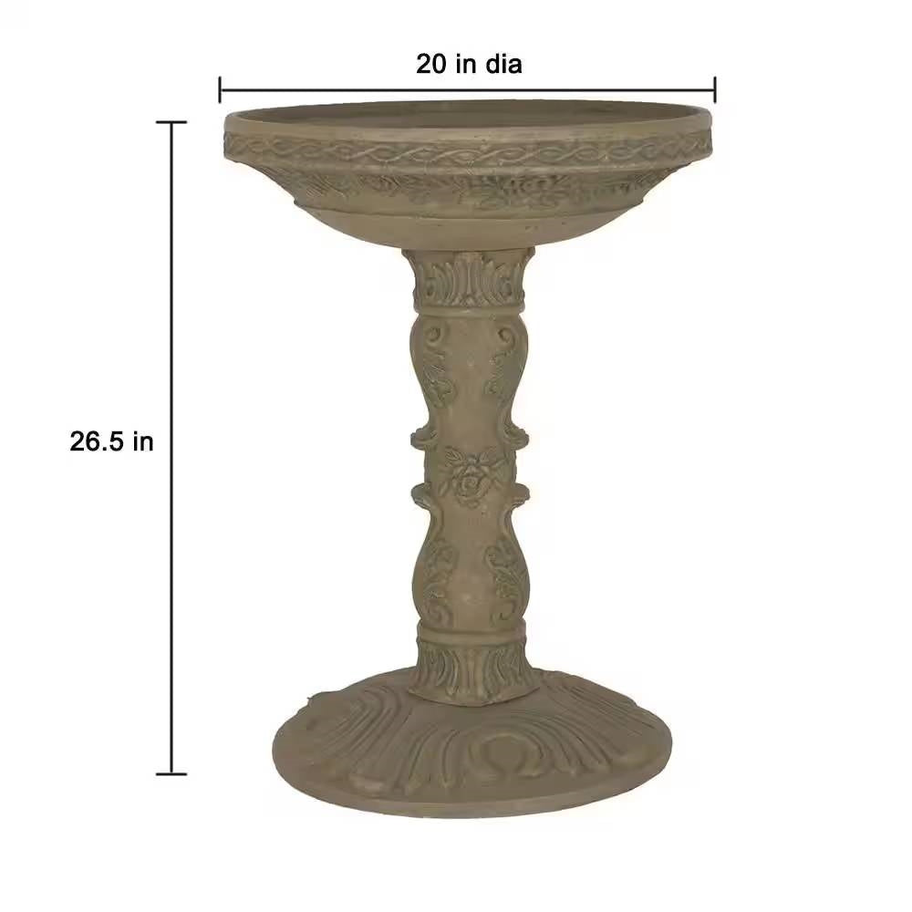 Outdoor Fiberglass Bird Bath in Aged Granite Stone Finish - Tampa Home & Garden Store