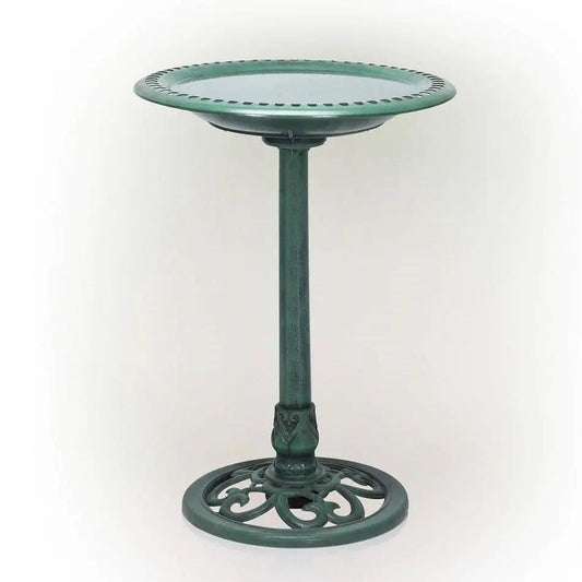Outdoor Bird Bath on Stand in Green Bronze Finish HomePacific garden decor on Tampa Home & Garden Store