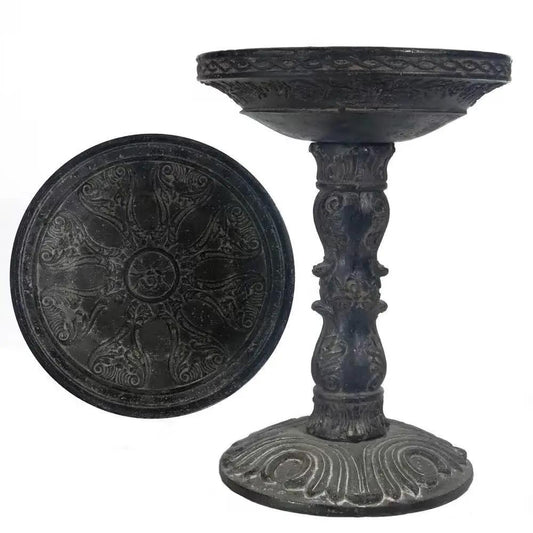 Garden fiberglass two-piece bird bath charcoal finish with pedestal and basin HomePacific on Tampa Home & Garden Store