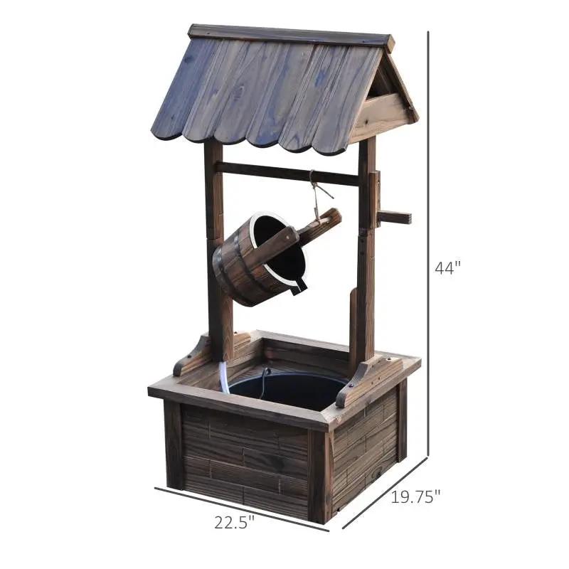 Outdoor solid wood wishing well fountain by HomePacific with bucket and pump on Tampa Home & Garden Store