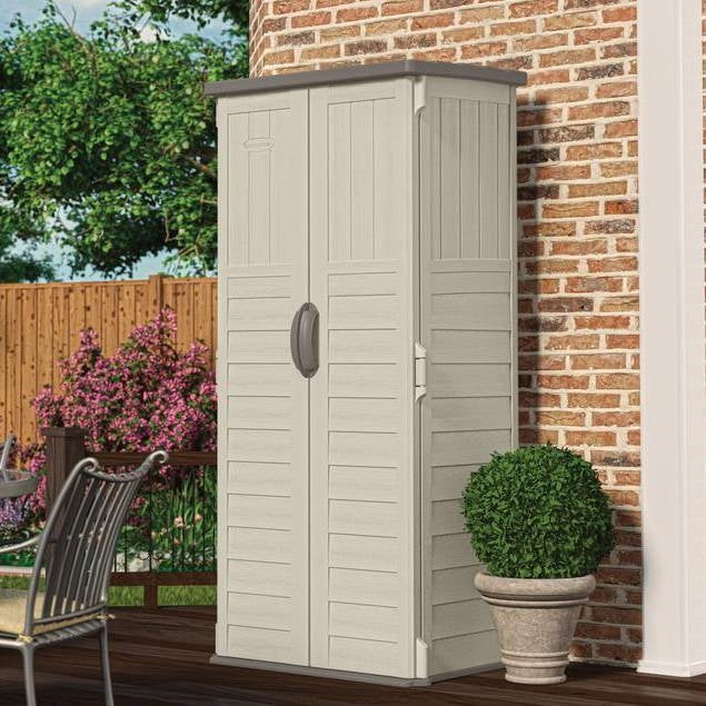 Outdoor Heavy Duty 22 Cubic Ft Vertical Garden Storage Shed in Taupe Grey - Tampa Home & Garden Store