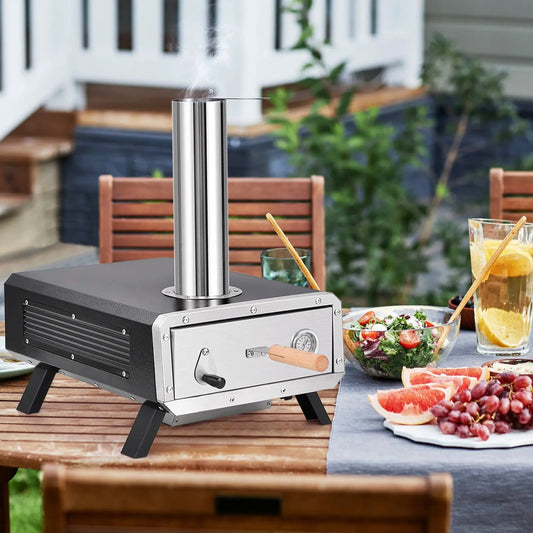 Outdoor Pizza Oven Portable Wood Pellet Pizza Stove with 12 Inch Round Rotatable Pizza Stone - Tampa Home & Garden Store