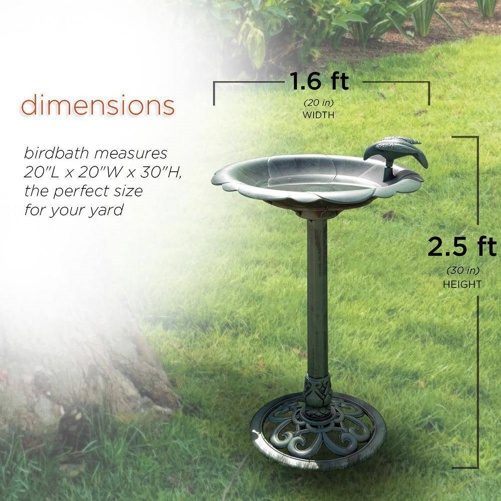 Outdoor Polypropylene Weather Resistant Bird Bath in Dark Green Finish - Tampa Home & Garden Store