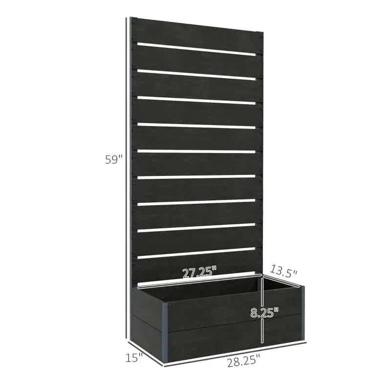 Raised Bed Planter with Slatted Fence Trellis, black wood finish, HomePacific brand on Tampa Home & Garden Store