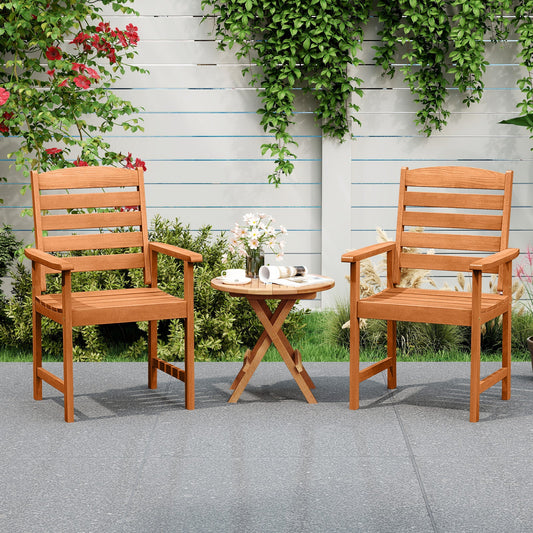Outdoor Wooden Dining Chairs with Inclined Backrests and Slatted Seats - Tampa Home & Garden Store