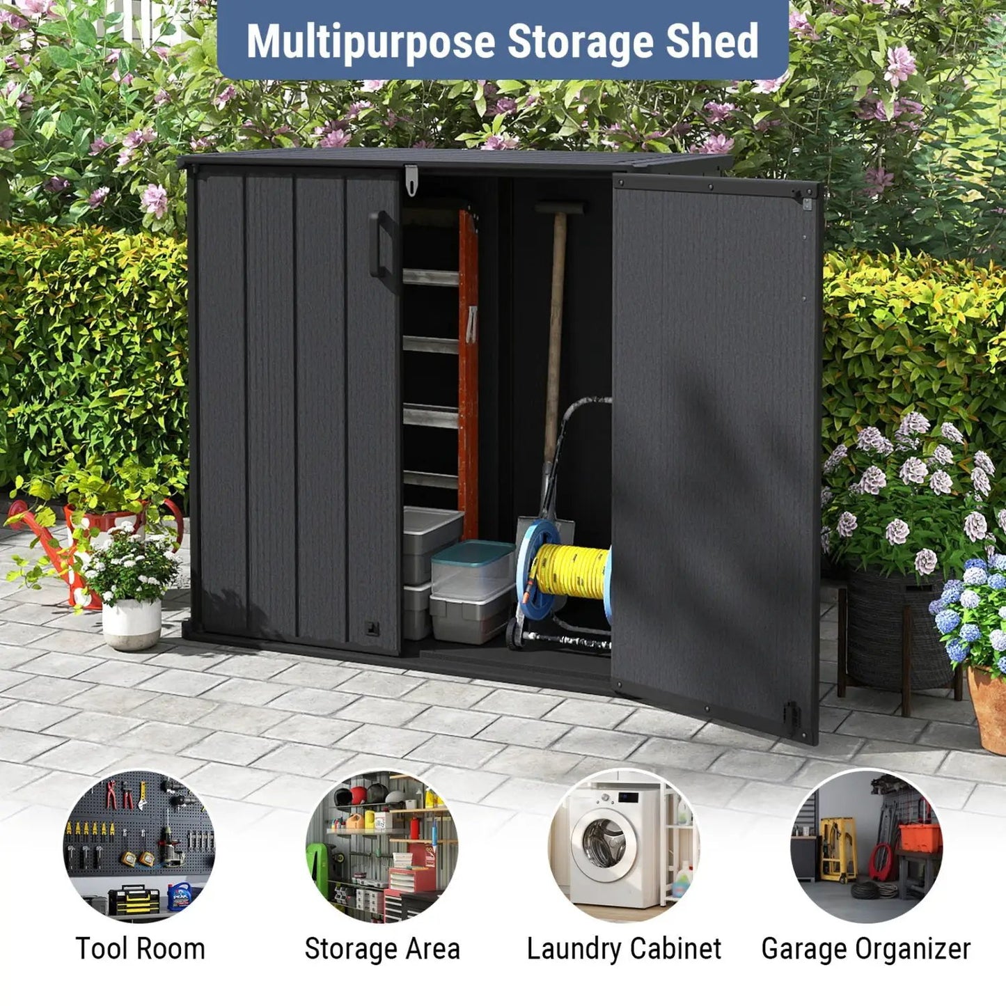 Outdoor Storage Box 23.5 Cu Ft Lockable Floor