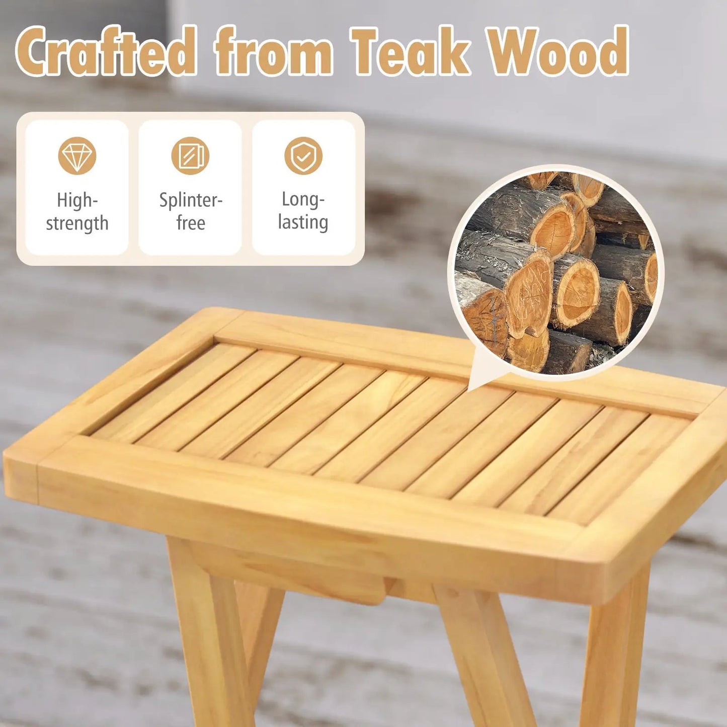 Set of 2 no-assembly outdoor bar stools in natural wood with slatted seats DirectDeals on Tampa Home & Garden Store