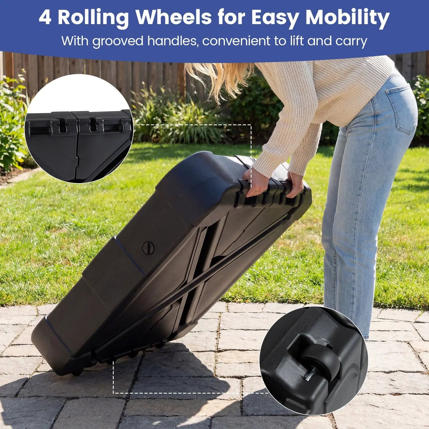 Outdoor cantilever umbrella base water and sand fillable, black DirectDeals base on Tampa Home & Garden Store