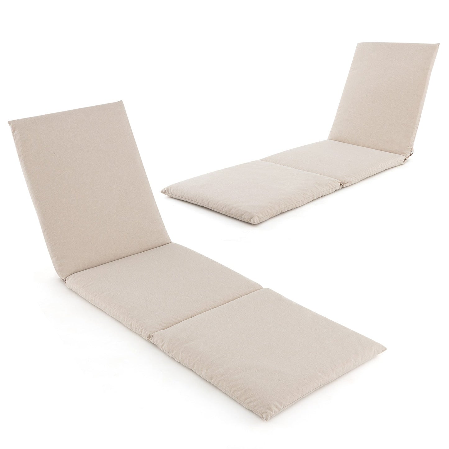 Outdoor Chaise Lounge Cushion Patio Furniture Folding Pad with Fixing Straps-Navy