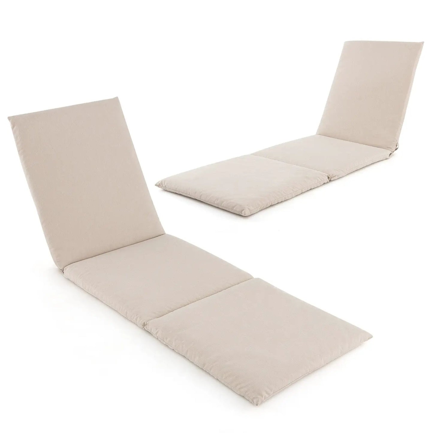 Outdoor Chaise Lounge Cushion Patio Furniture Folding Pad with Fixing Straps-Navy - Tampa Home & Garden Store