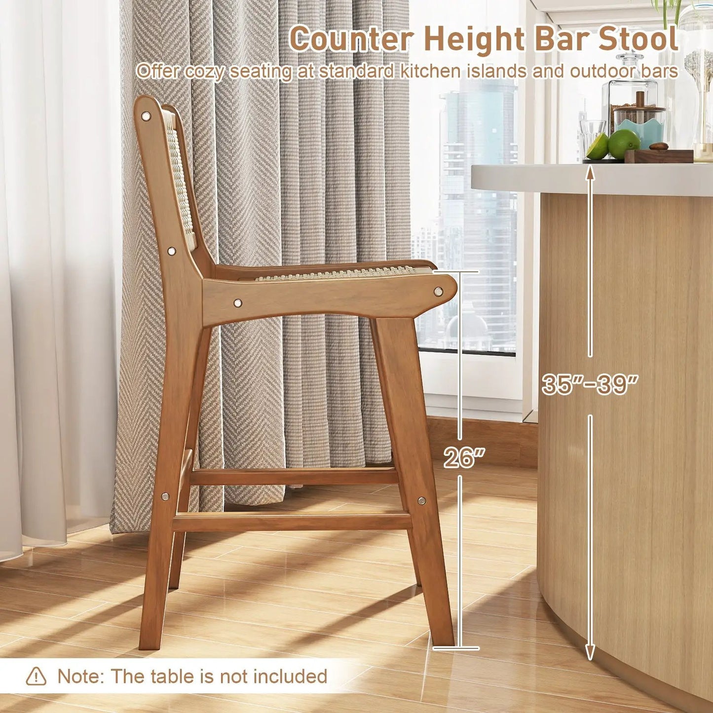 Outdoor counter-height bar stool teak wood frame DirectDeals on Tampa Home & Garden Store