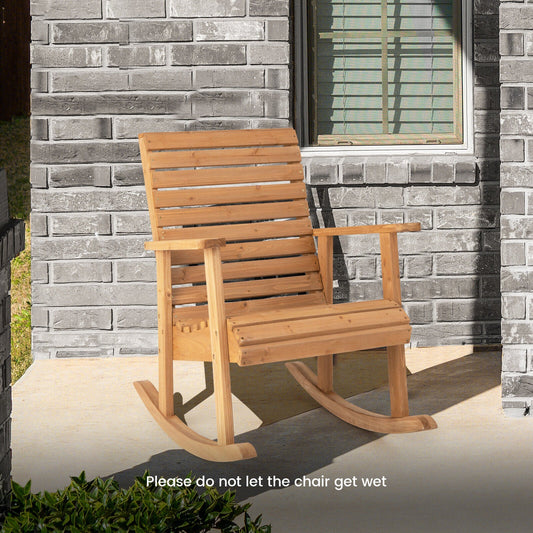 Outdoor Fir Wood Rocking Chair with High Backrest - Tampa Home & Garden Store