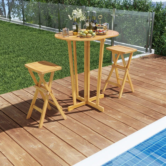 Outdoor Folding Bar Table with Oval Tabletop and Cross Base - Tampa Home & Garden Store