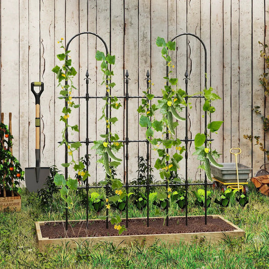 58 by 73 Inch outdoor garden rose arch trellis, black metal, DirectDeals brand for climbing plants on Tampa Home & Garden Store