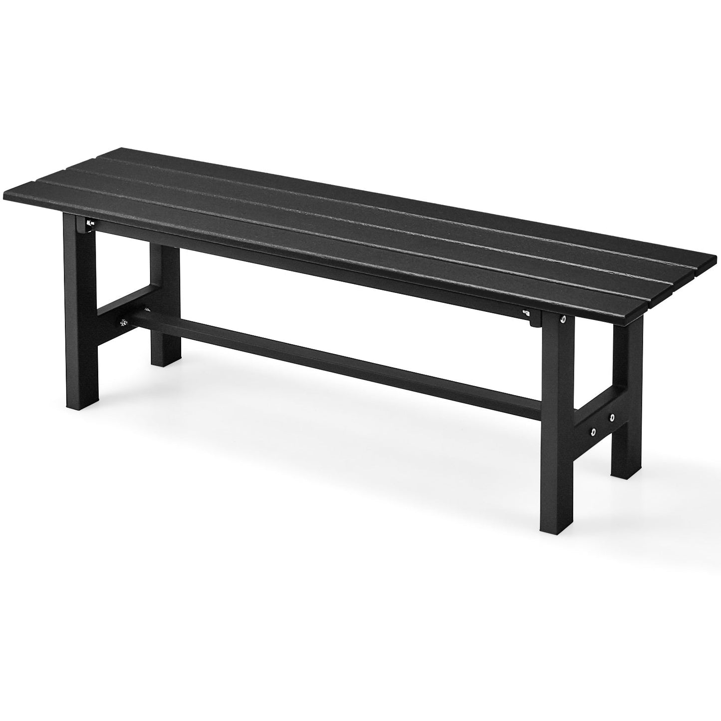 Silla de exterior de 47 pulgadas con asiento de listones y estructura de hierro con recubrimiento de plástico - Marrón