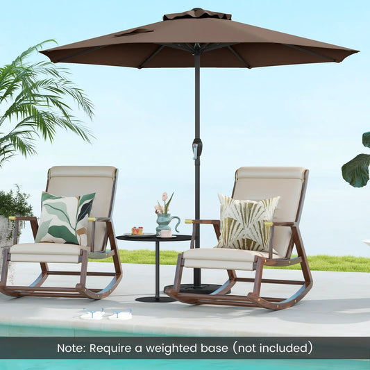 Outdoor Heavy Duty Market Umbrella with Crank Handle and 8 Sturdy Ribs-Brown - Tampa Home & Garden Store