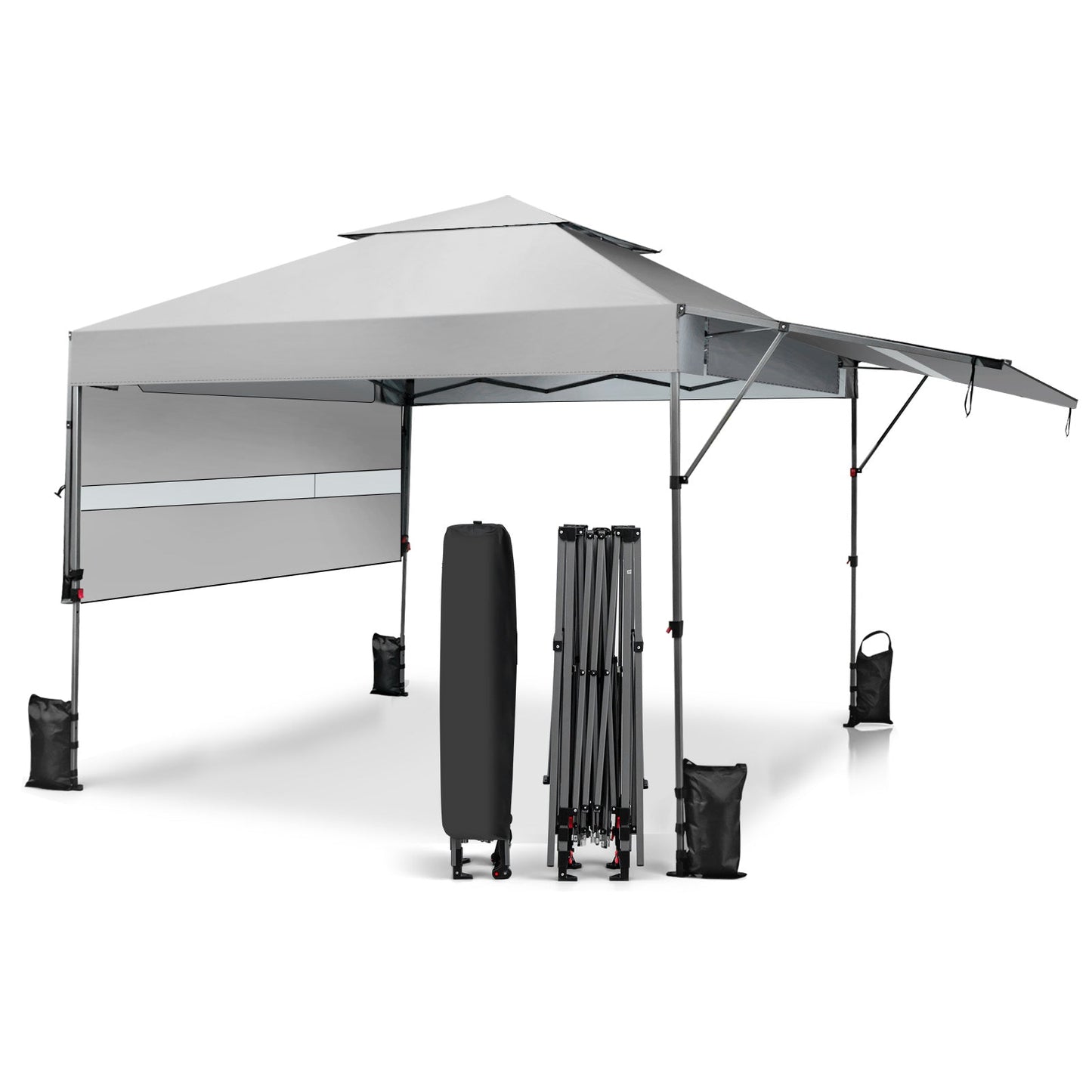10 x 17.6 Feet Outdoor Instant Pop-up Canopy Tent with Dual Half Awnings-Blue