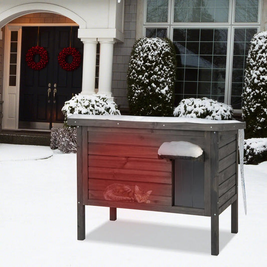 Insulated Cat House DirectDeals outdoor wooden shelter with foam insulation in snow on Tampa Home & Garden Store