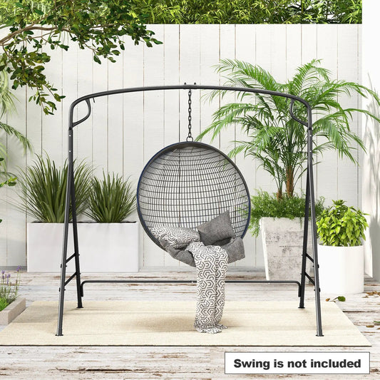 Outdoor metal swing frame with extra side bars for porch swing stands black frame only on Tampa Home & Garden Store