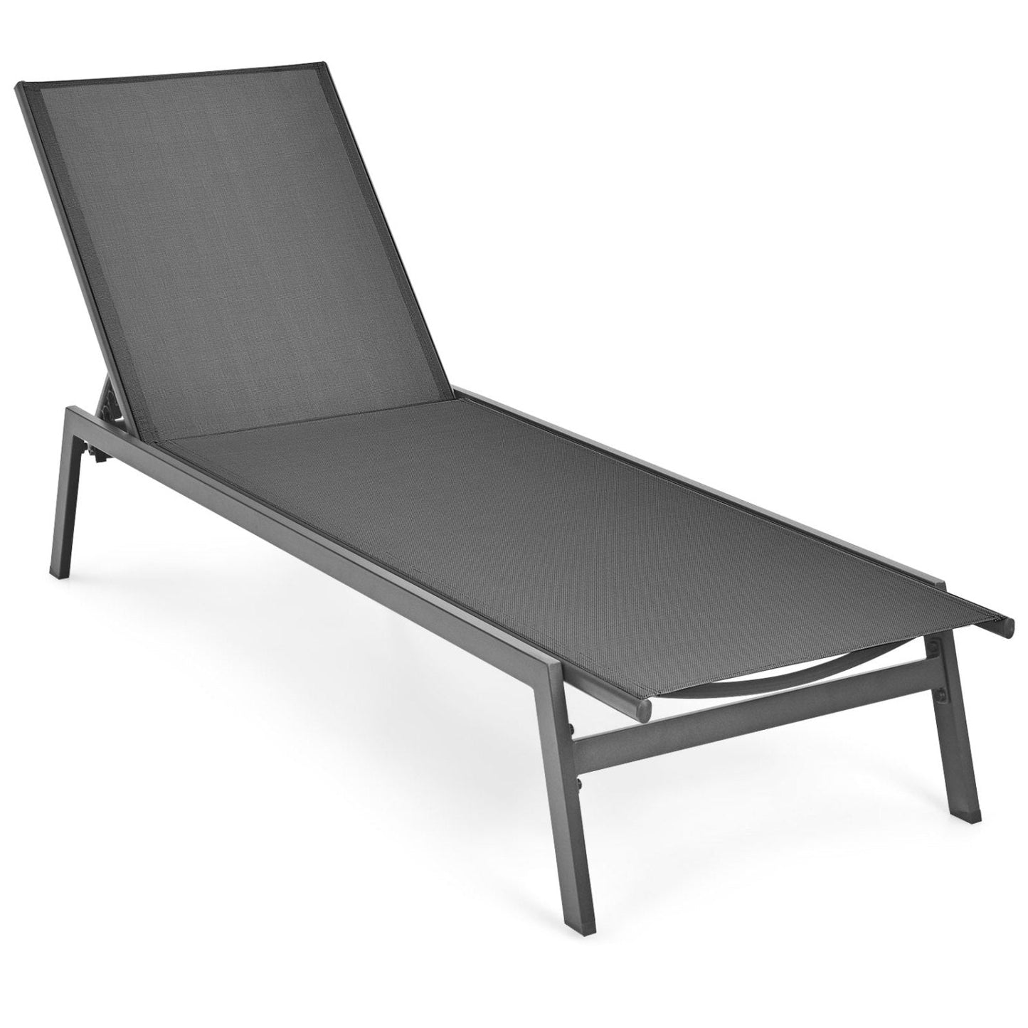 Tumbona reclinable de exterior con respaldo ajustable en 6 posiciones - Negra
