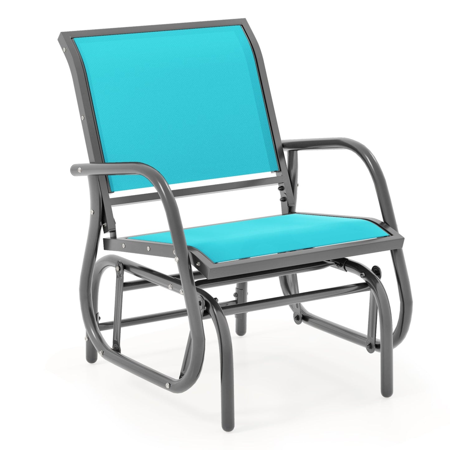 Outdoor Single Swing Glider Rocking Chair with Armrest-Brown