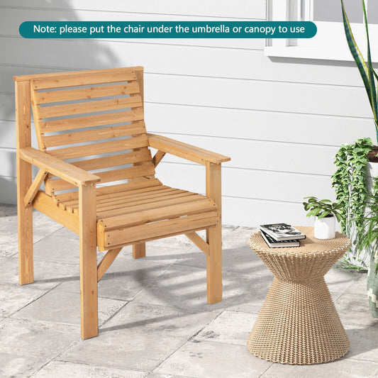 Outdoor Solid Fir Wood Chair with Inclined Backrest - Tampa Home & Garden Store