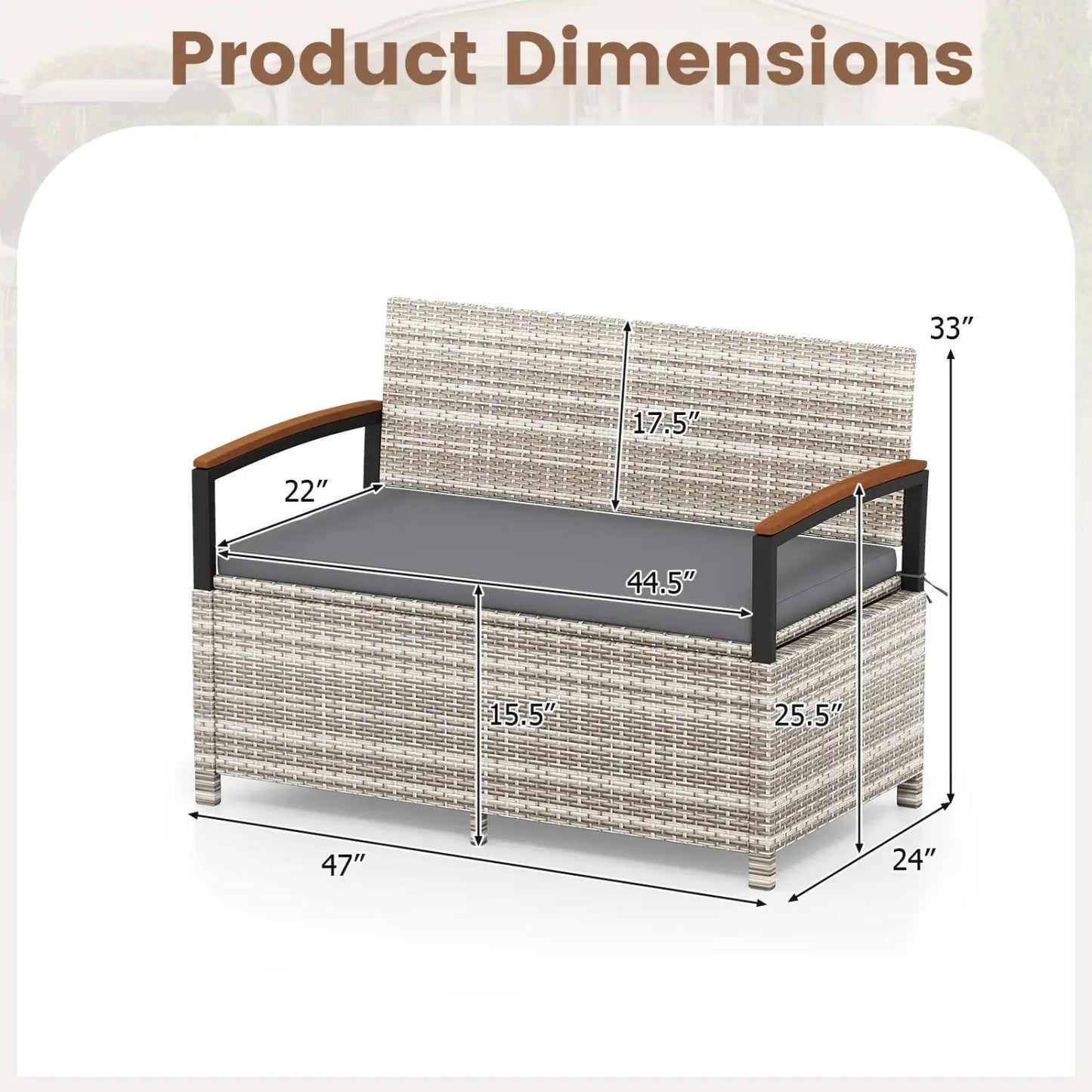 Outdoor storage bench deck box with white cushion and wicker DirectDeals on Tampa Home & Garden Store