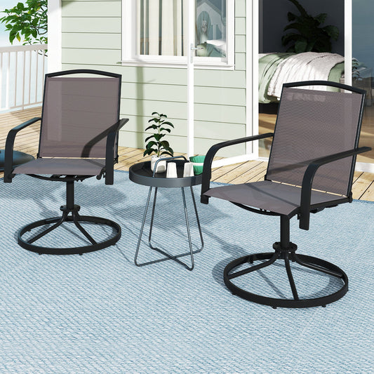 Outdoor Swivel Chairs Set of 2 with High Back and Breathable Seat-Gray - Tampa Home & Garden Store