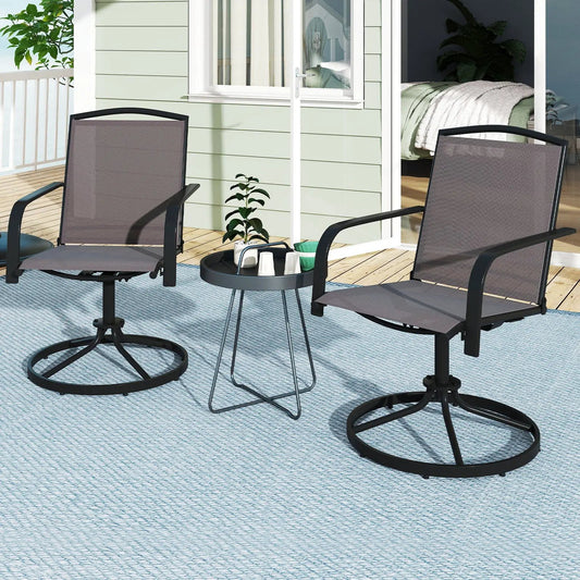 DirectDeals outdoor swivel chairs set of 2 with high backs, gray mesh seats on a deck on Tampa Home & Garden Store