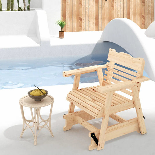 Outdoor Wood Rocking Chair with High Back and Widened Armrests - Tampa Home & Garden Store